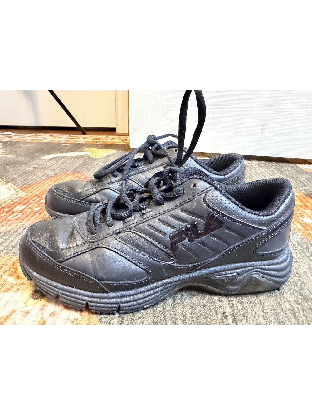 FILA Womens Memory Workshift Slip Resistant Shoe Black Size 6.5